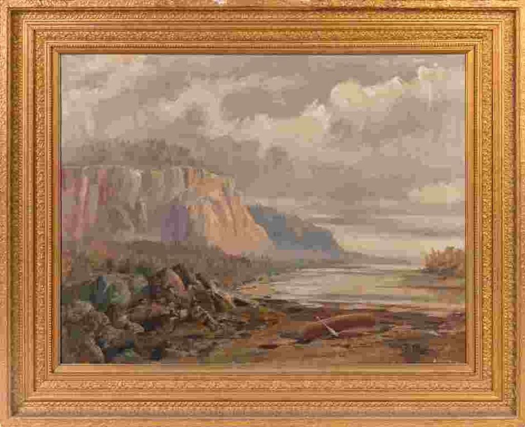 Marmaduke Matthews (1837-1913) - Canadian Landscape with Canoe