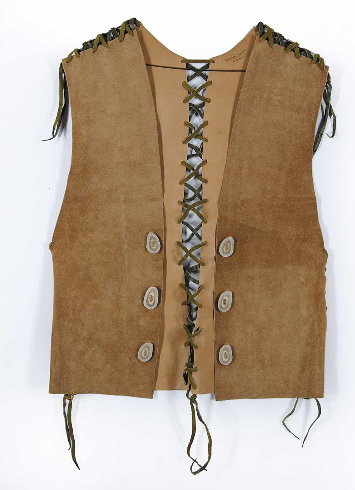 Robert Charles Aller (1922-2008) - Untitled - Cow Hide Vest with Deer Antler Buttons