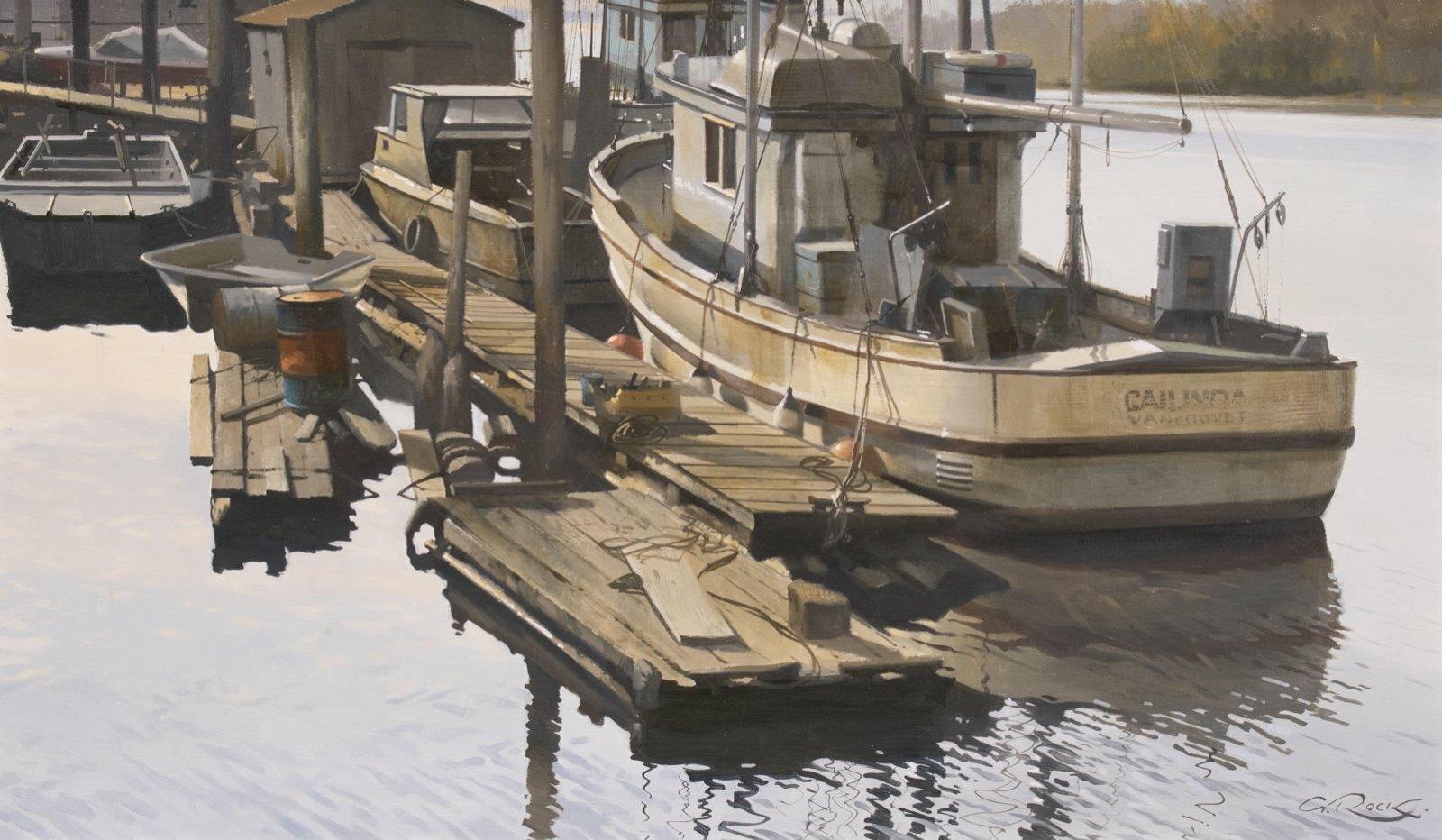 Geoffrey Allan Rock (1923-2000) - Boat Study, Ladner, B.C.; 1974