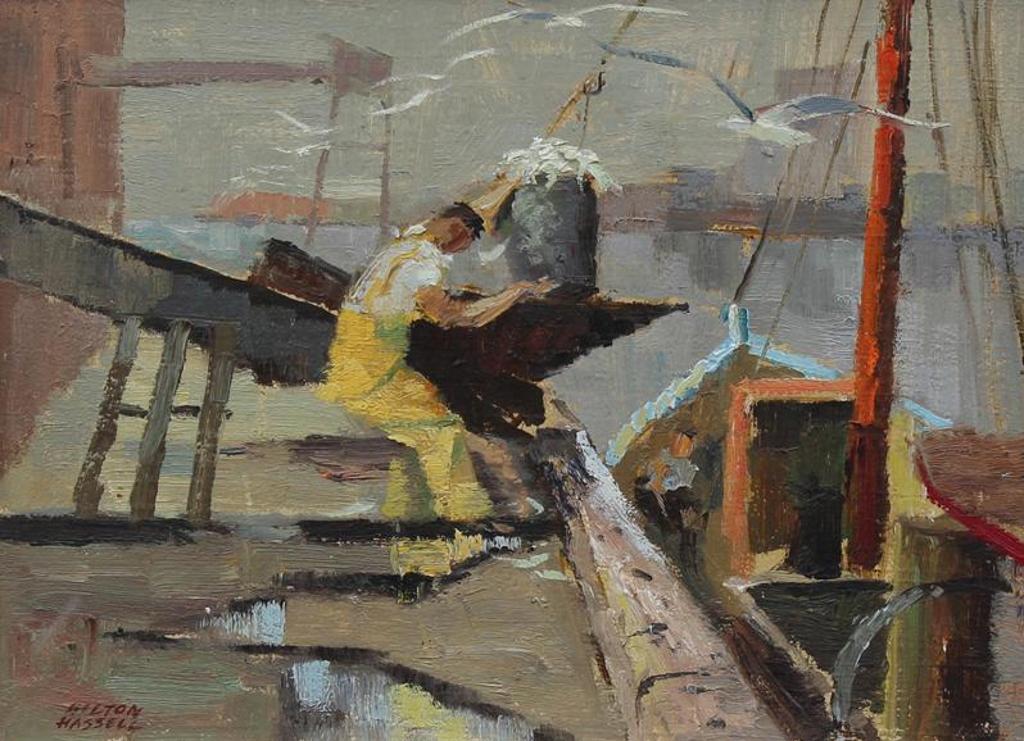 Hilton MacDonald Hassell (1910-1980) - Unloading Fish, Gloucester