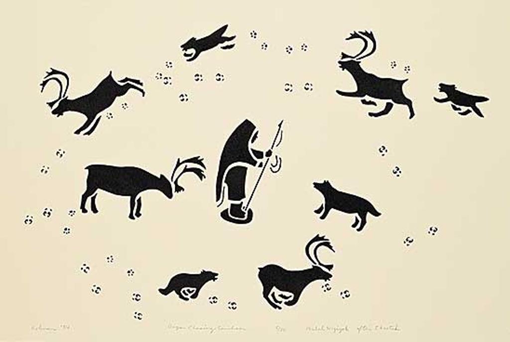 Mabel Nigiyok (1938) - Dogs Chasing Caribou #5/50