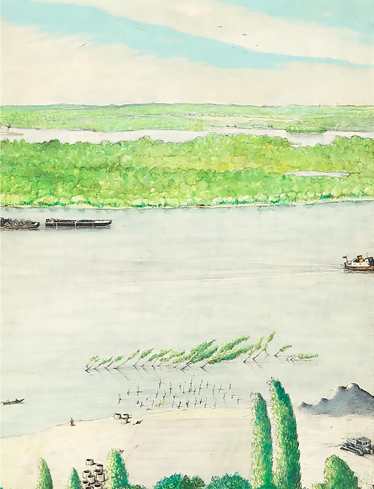 William Kurelek (1927-1977) - View On The Dnieper River From Shevchenko Monument In Kanev, 1970