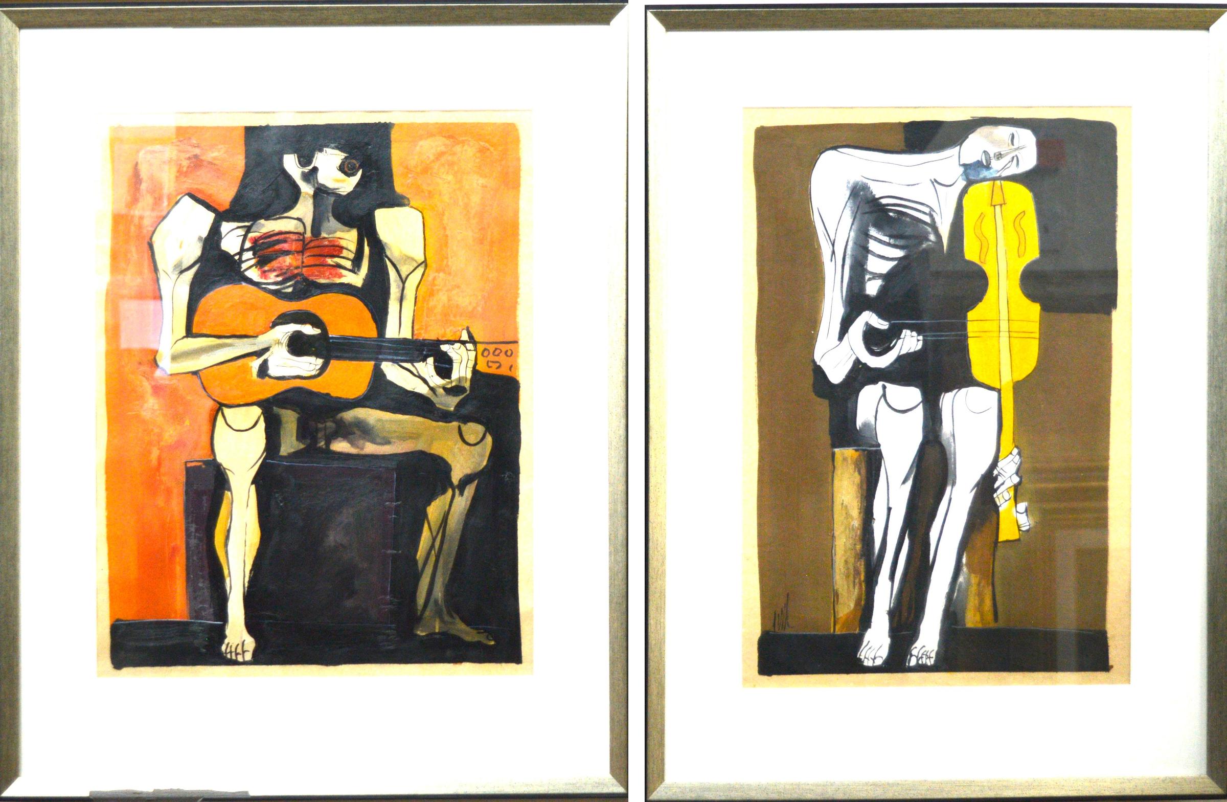 Oswaldo Guayasamin (1919-1999) - Guitariste et violoniste