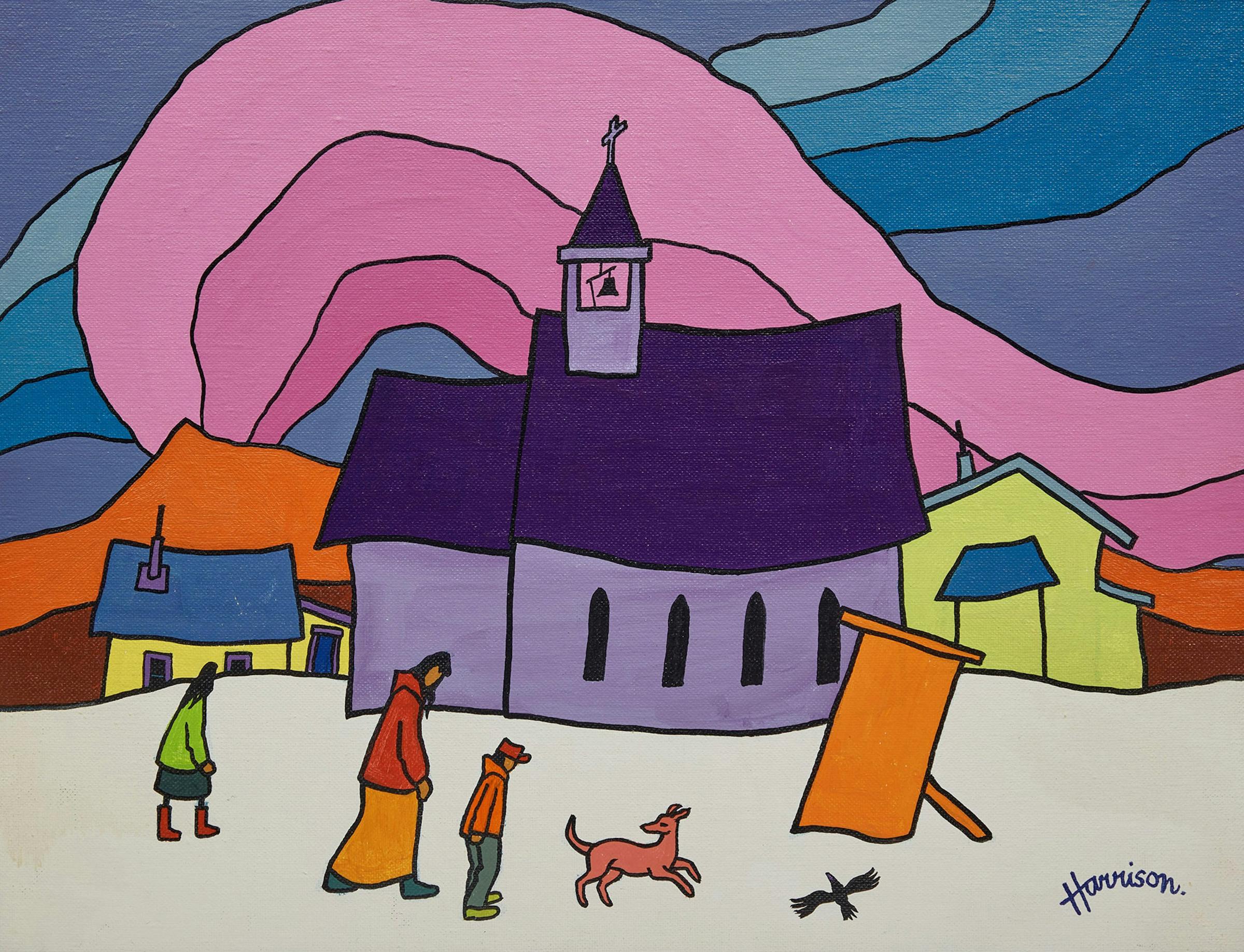 Ted Harrison (1926-2015) - Strolling in Carcross