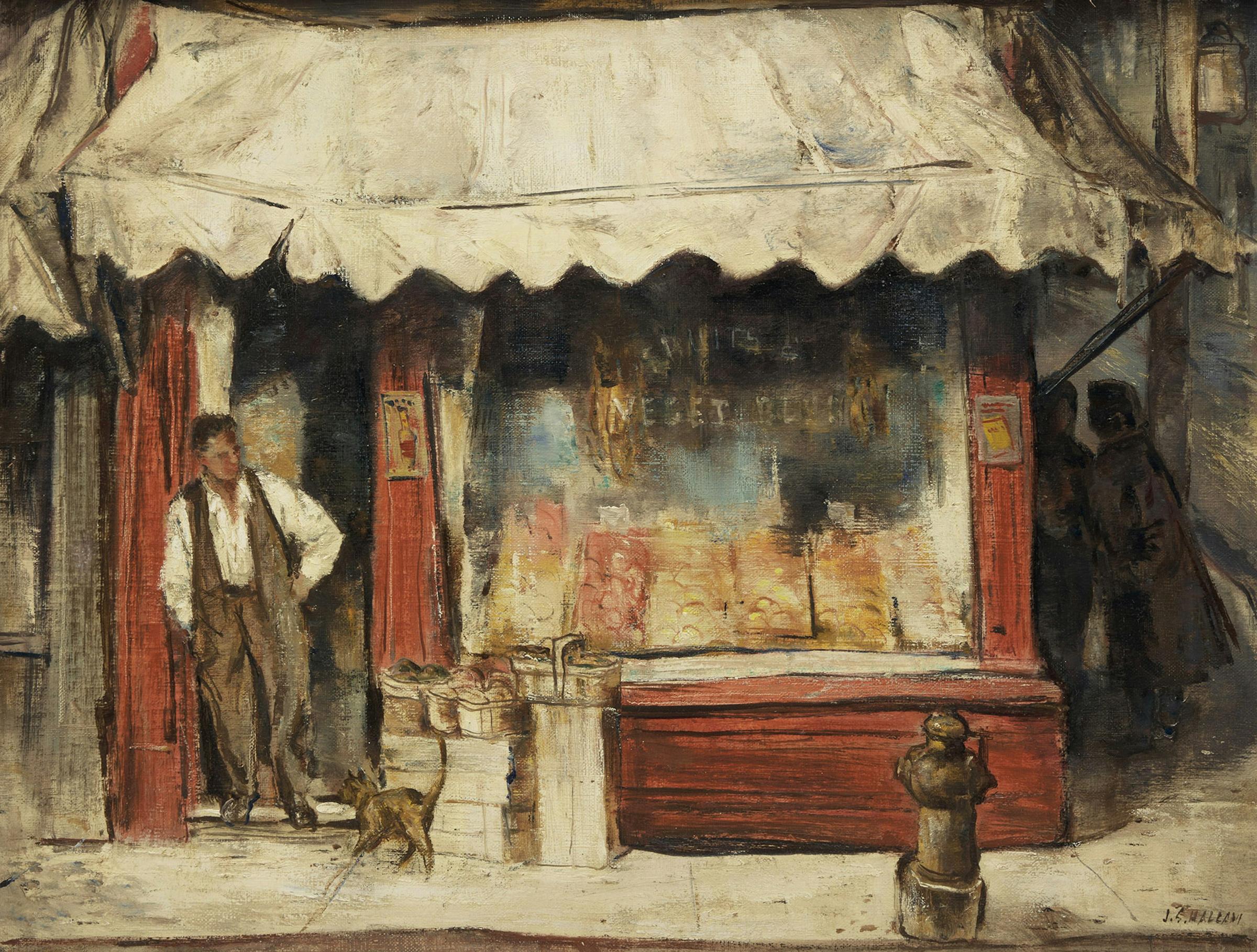 Joseph Sydney Hallam (1899-1953) - Fruit Store (with Cat)
