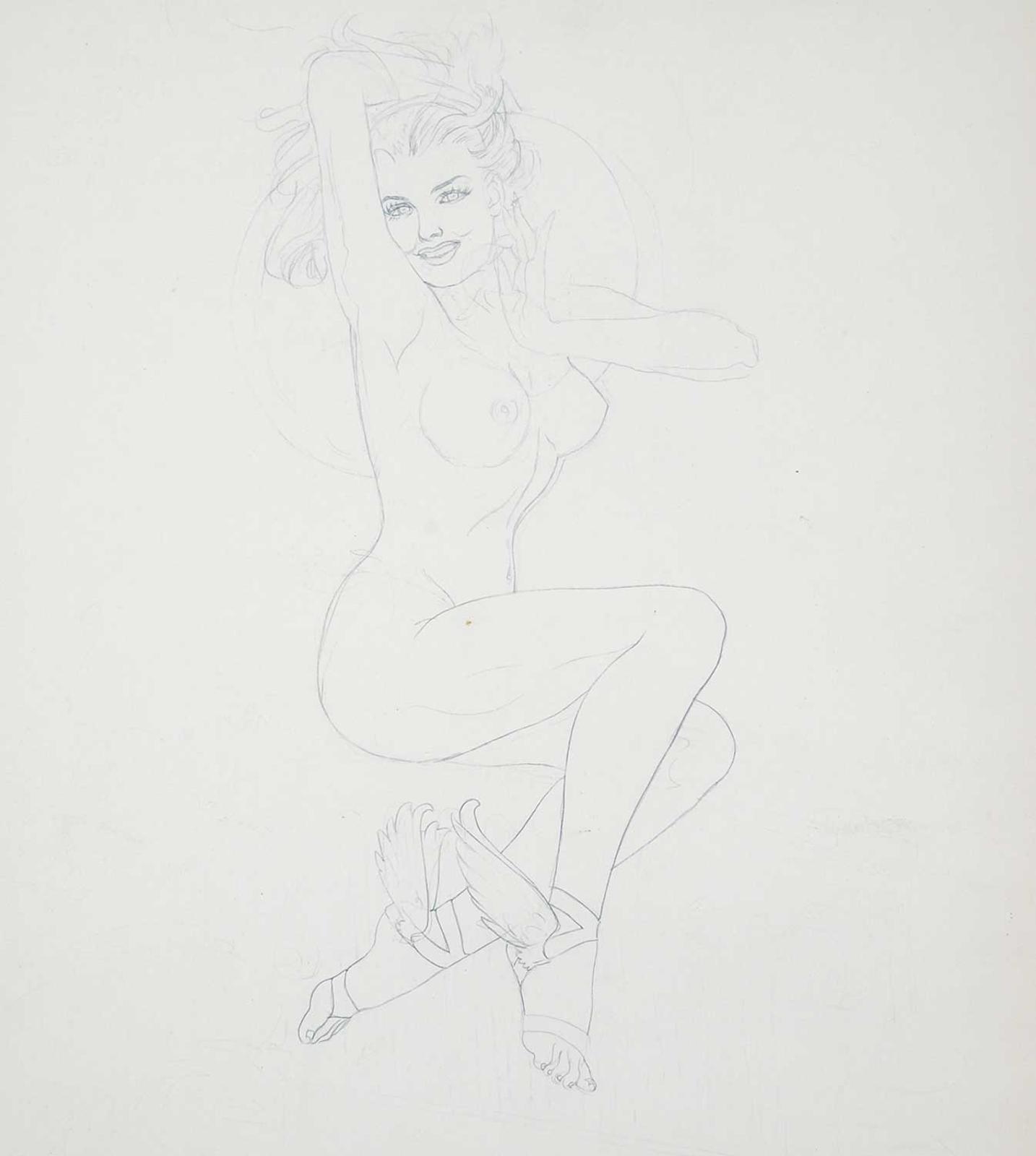Untitled - Study of a Young Nude with Wings on Her Feet by artist Alberto Vargas