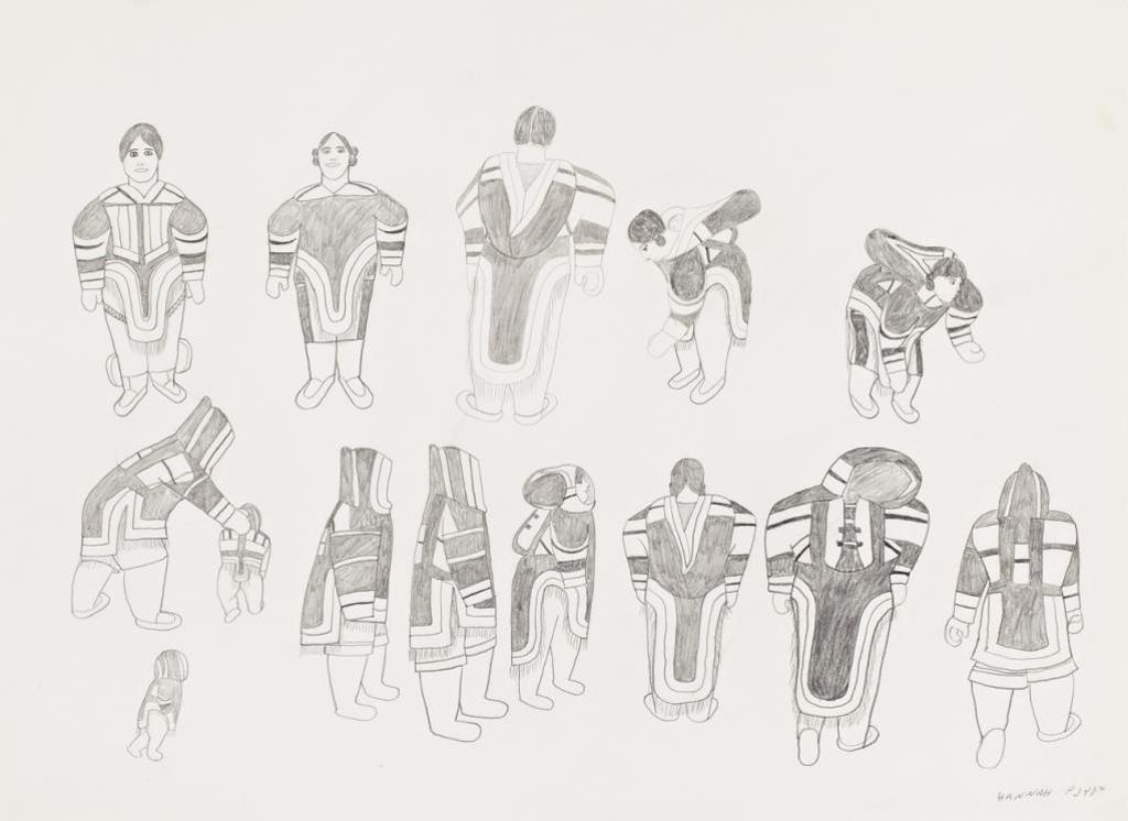 Hannah Kigusiuq (1931-1995) - Women with their Amautiq Designs, 1987