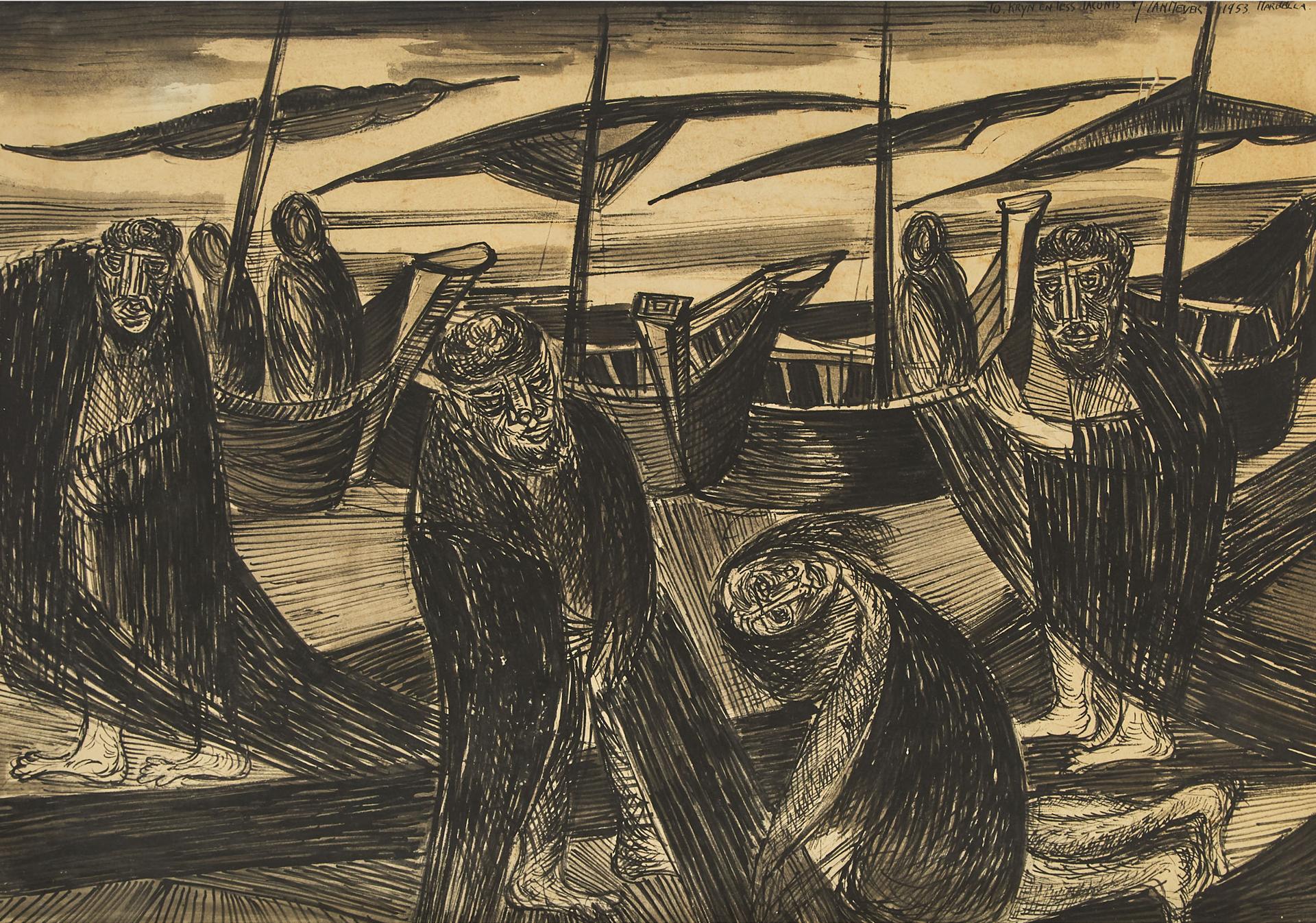 Jan Meijer - Figures On A Boat, 1953