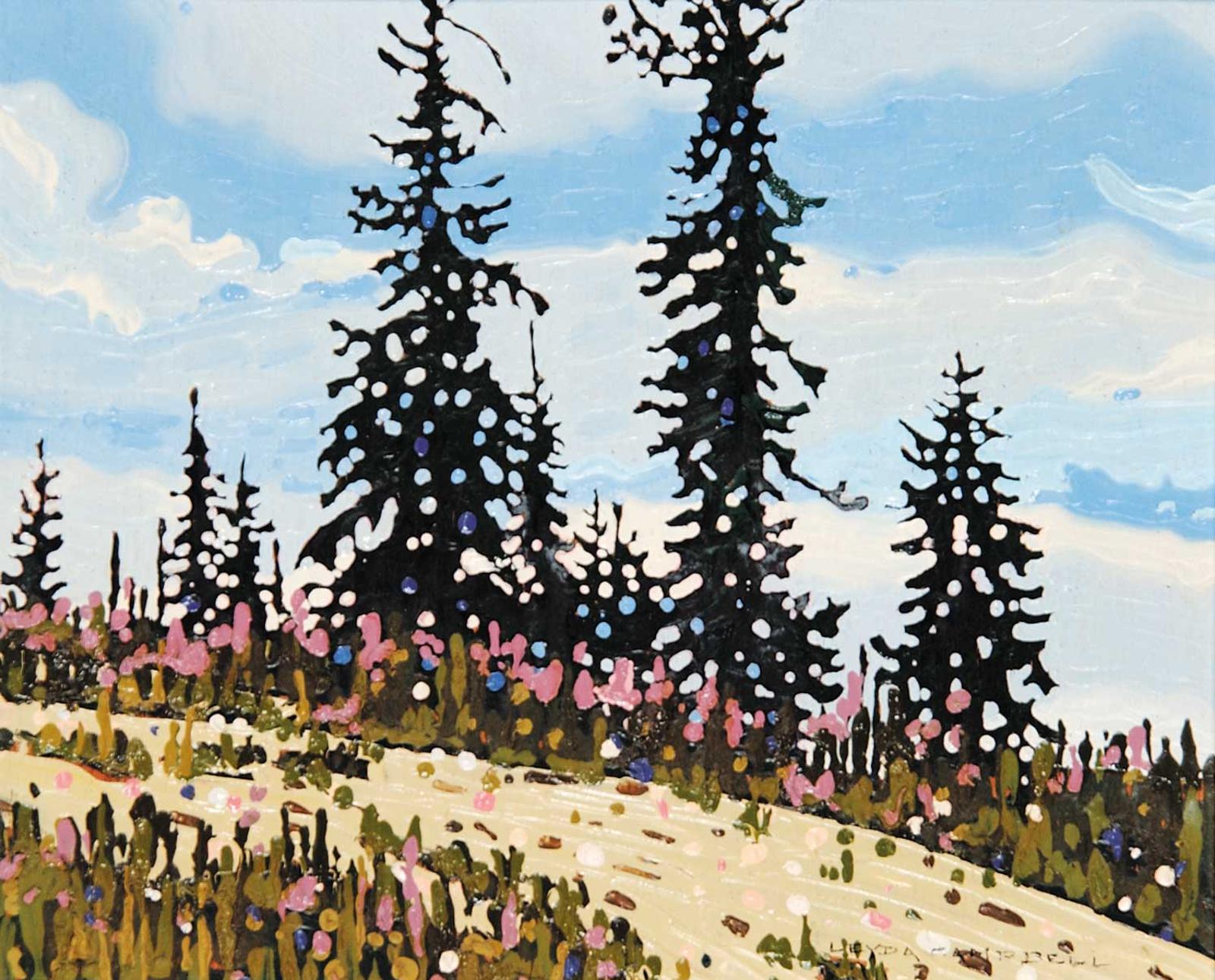 Leyda Campbell (1949) - Hilltop Trees, Fireweed and Sky