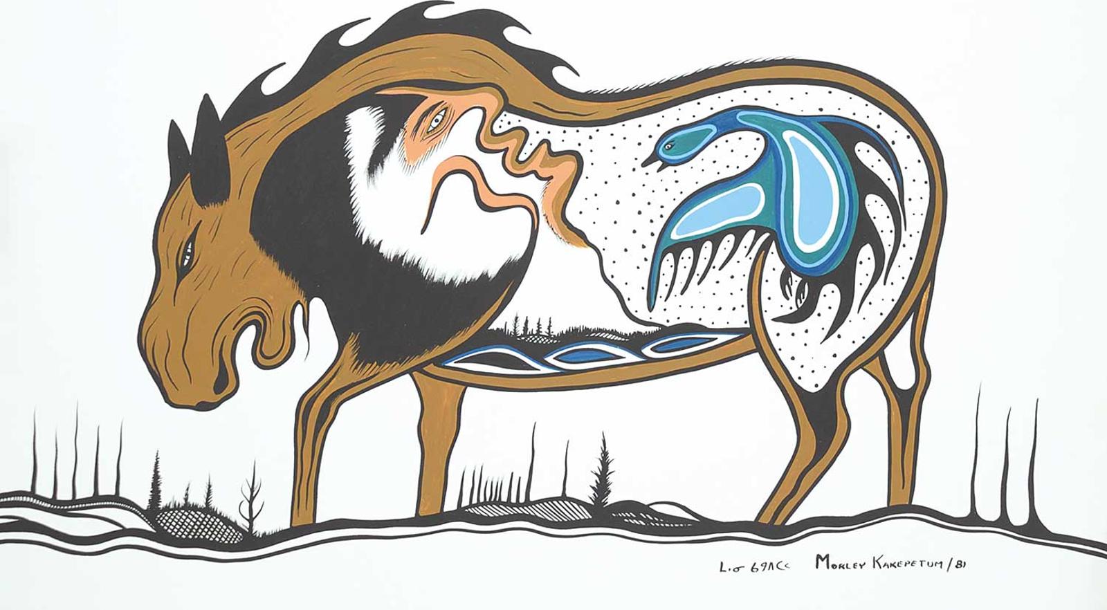 Morley Kakepetum (1936) - Untitled - Moose Spirit