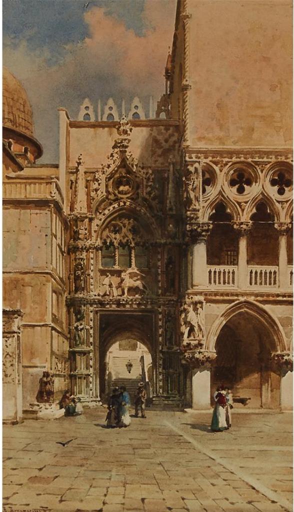 Alberto Prosdocimi (1852-1925) - Courtyard, Venice (Doge's Palace); Cathedral (St. Marks, Venice)