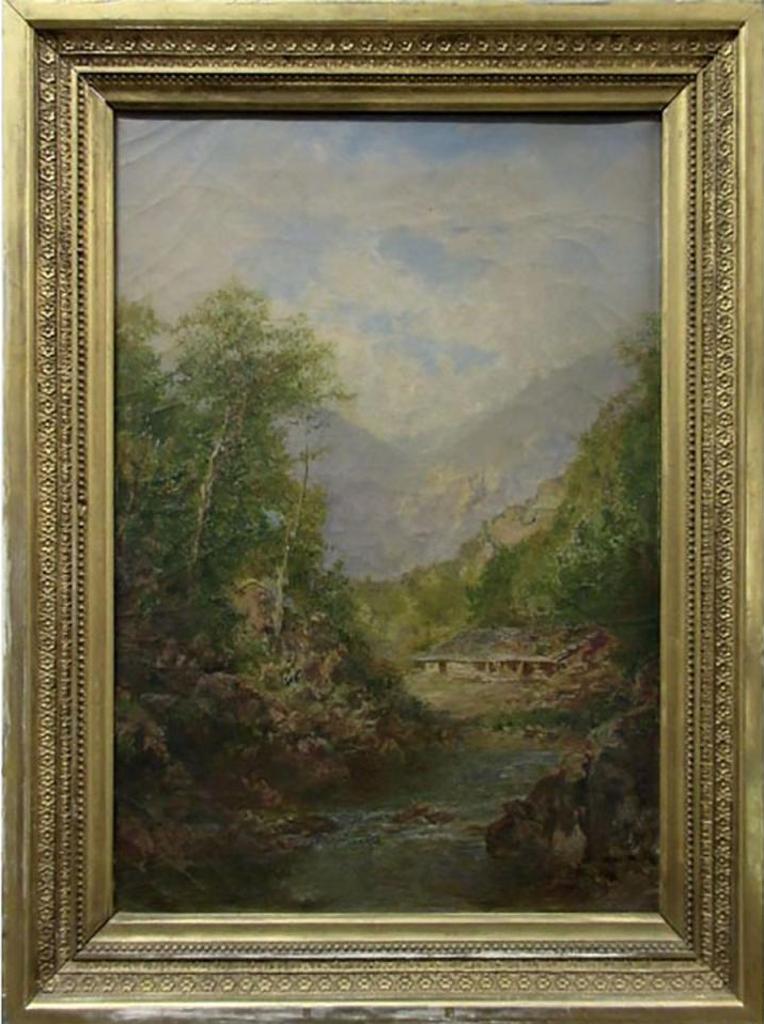 Otto Rheinhold Jacobi (1812-1901) - Mountains And River With Hunters Lodge