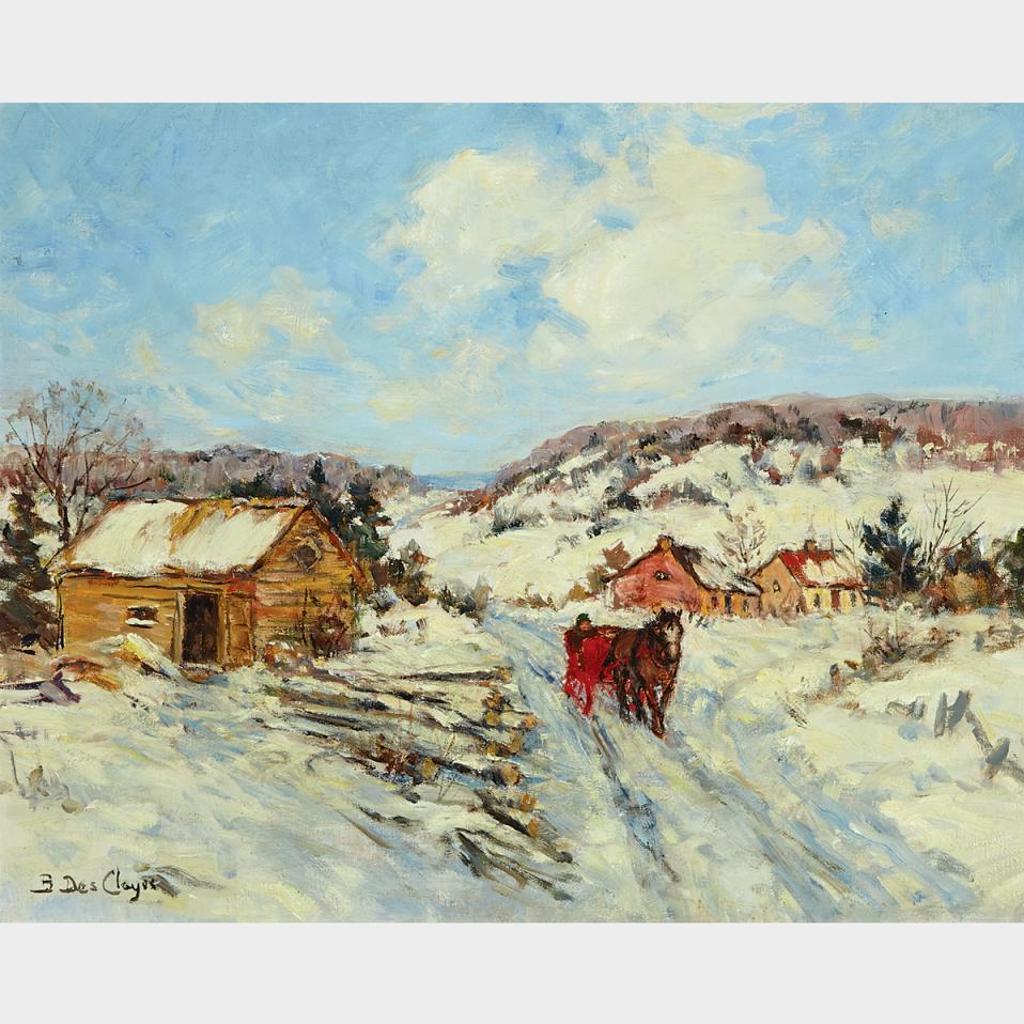 Berthe Des Clayes (1877-1968) - Horse And Sleigh On Winter Road