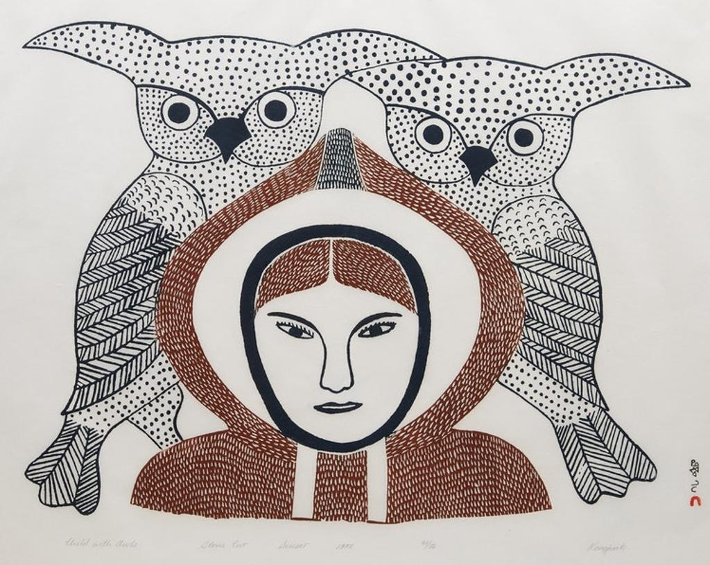Kenojuak Ashevak (1927-2013) - Child with Owls