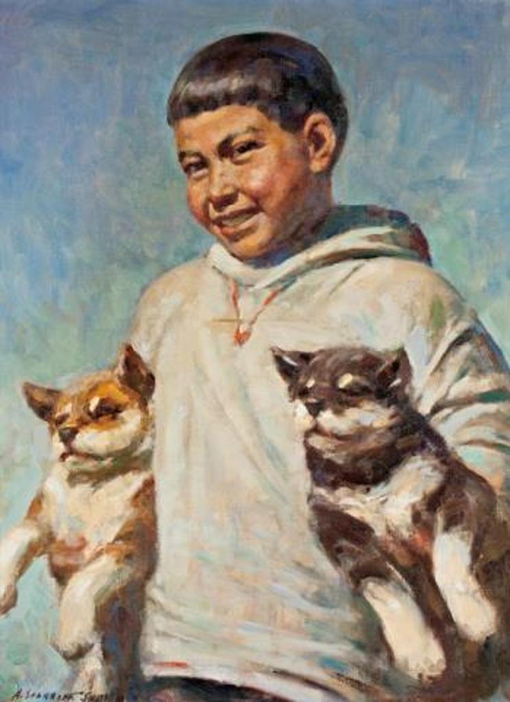 Adam Sherriff Scott (1887-1980) - Inuit Boy & His Dogs