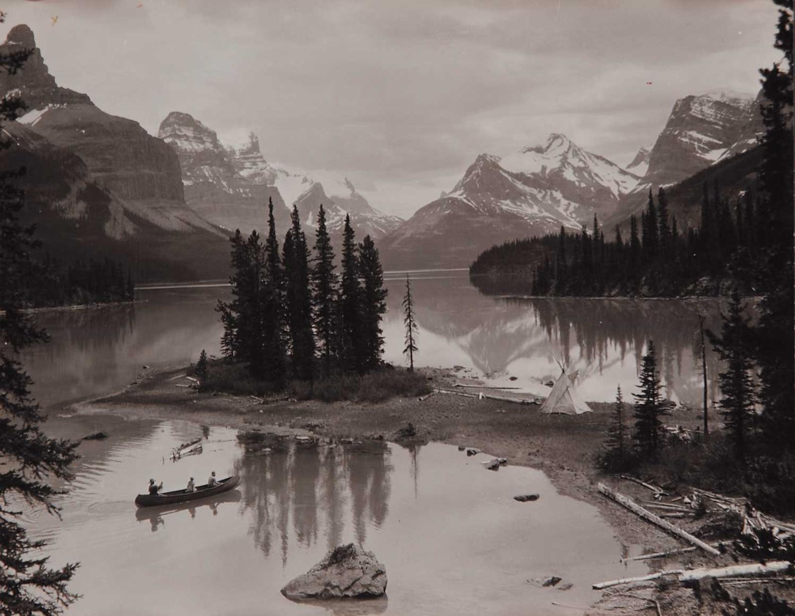 William J. [Bill] Oliver (1823-1901) - Maligne Lake at the Narrows, Jasper National Park