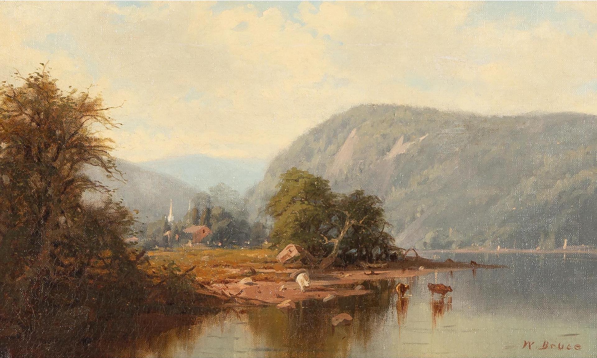 William Blair Bruce (1859-1906) - Sheep And Cattle Grazing By A River With A View Of A Township In The Distance