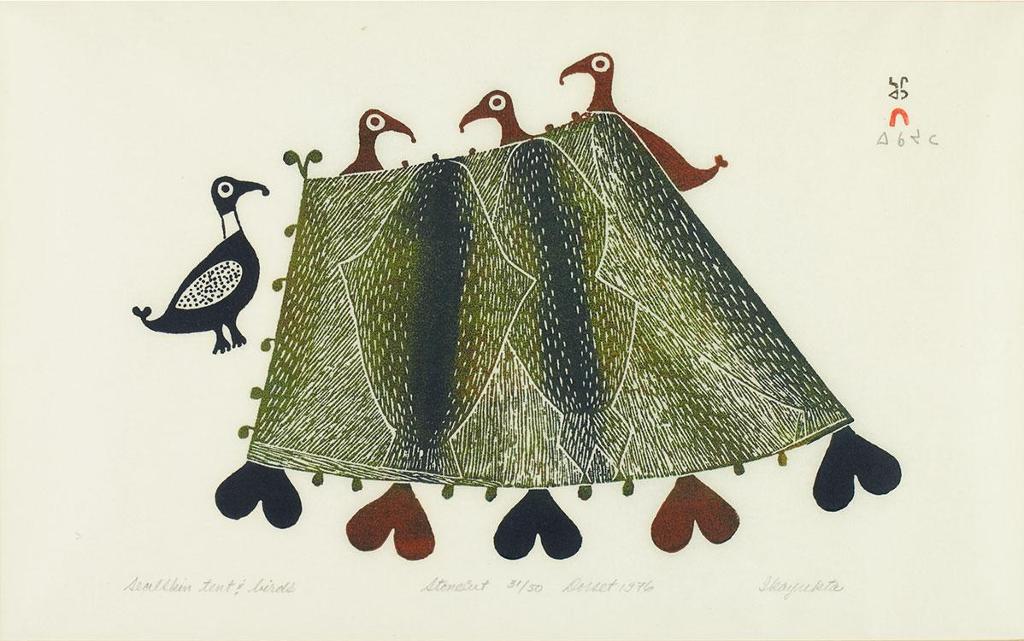 Ikayukta Tunnillie (1911-1980) - Sealskin Tent And Birds