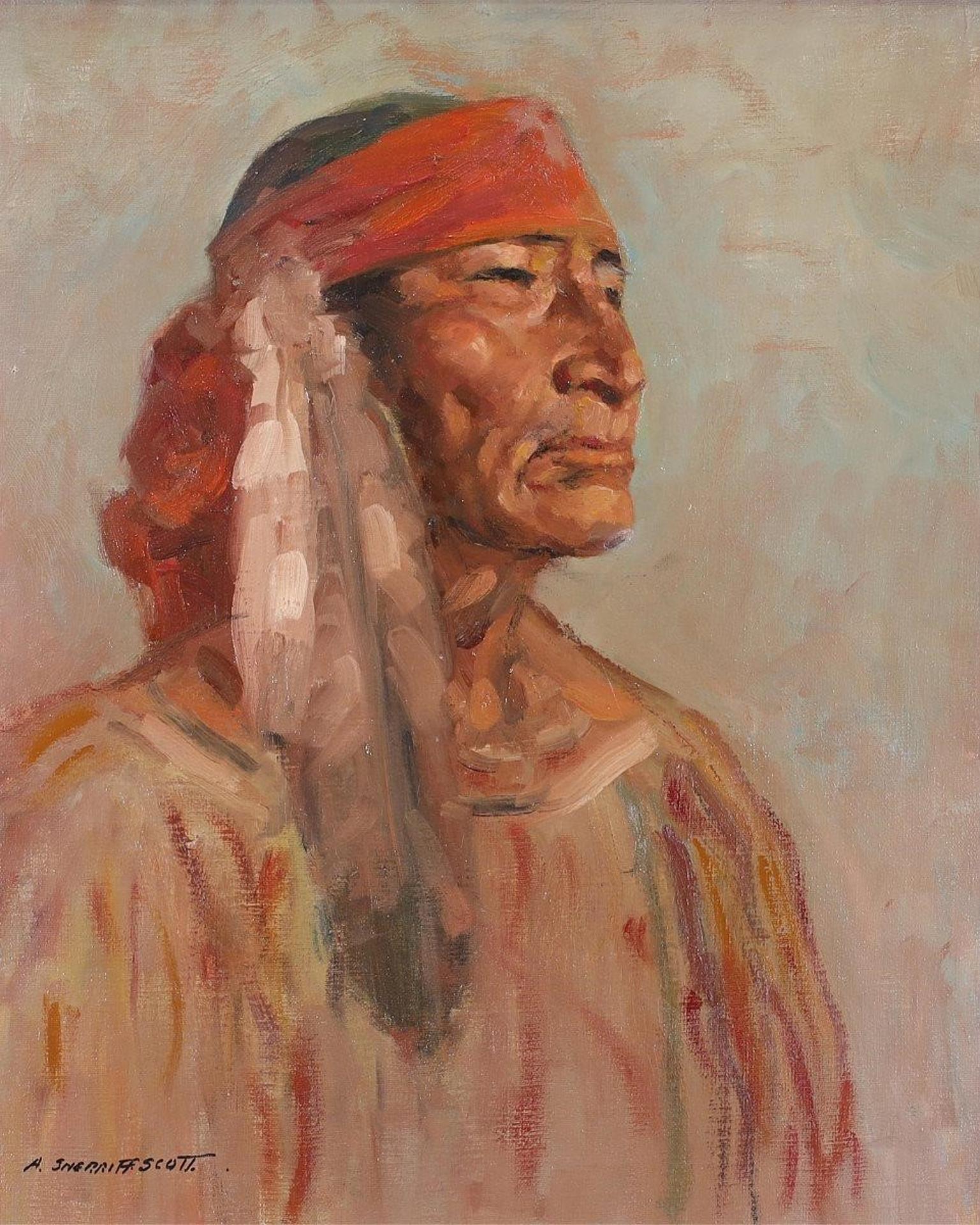 Adam Sherriff Scott (1887-1980) - Portrait With Eagle Feather
