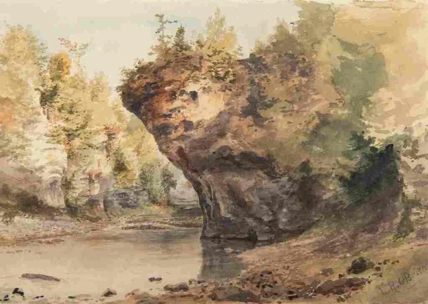 Lucius Richard O'Brien (1832-1899) - Rocky Bluffs (recto) / Fallen Tree (verso, unfinished)