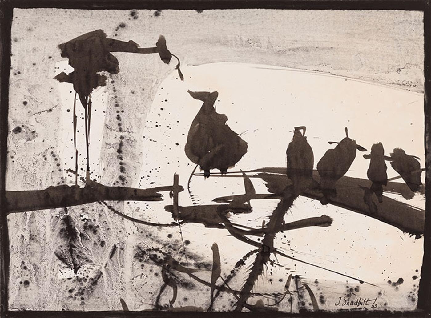 Jack Leaonard Shadbolt (1909-1998) - Calligraphic Drawing (Birds)