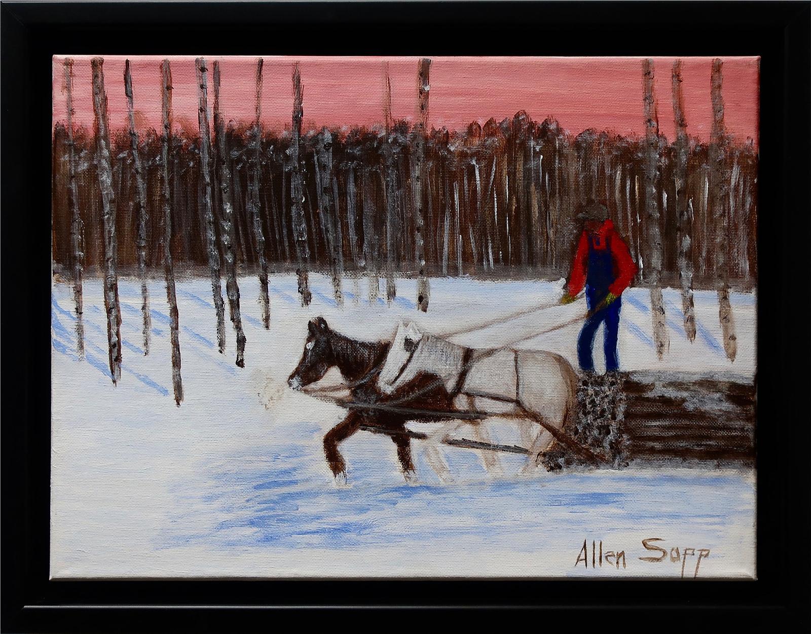 Allen Fredrick Sapp (1929-2015) - Untitled (Hauling Logs In Winter)