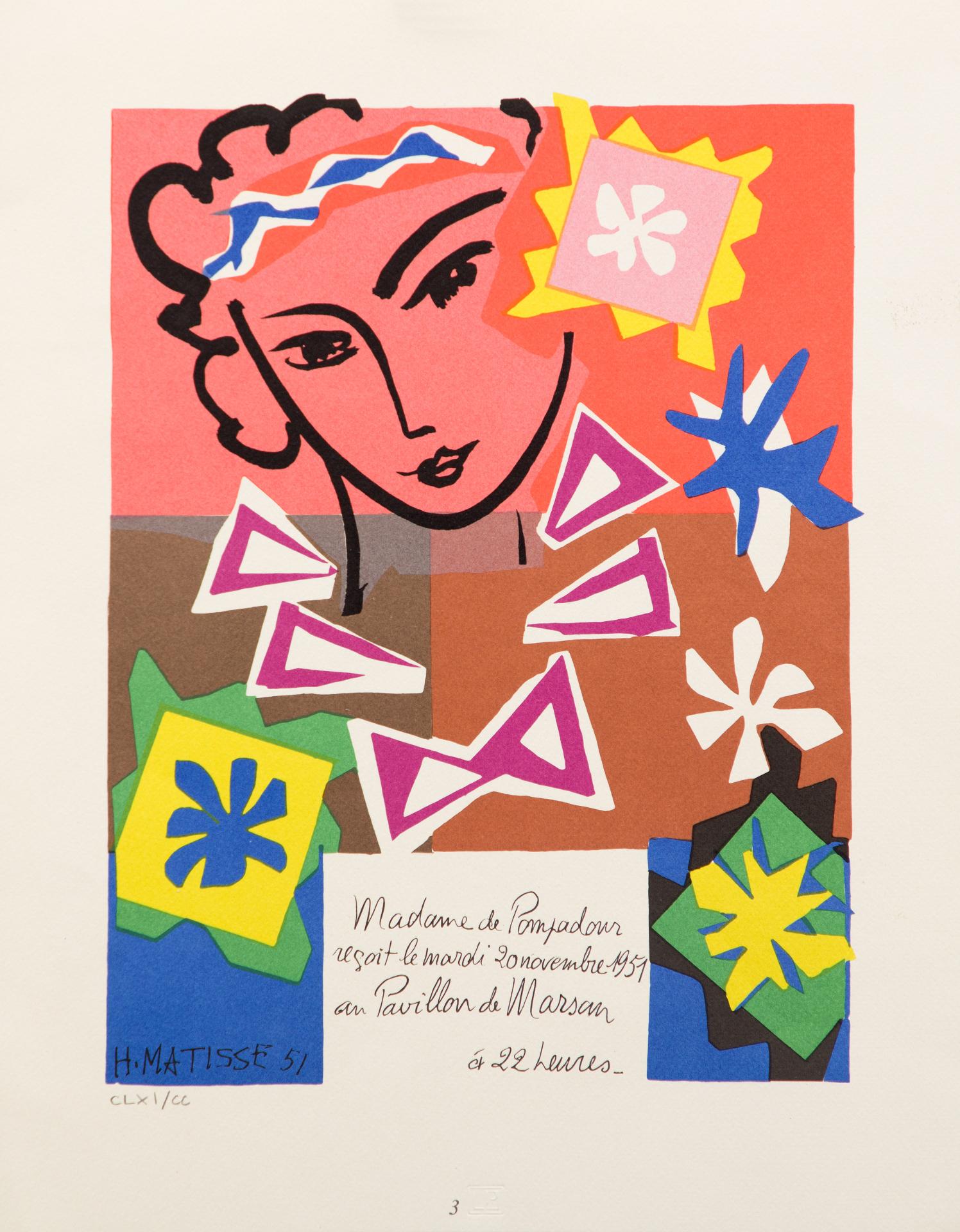 Henri Matisse (1869-1954) - Affiche / Poster Madame de Pompadour, Pavillon de Marsan, 1951