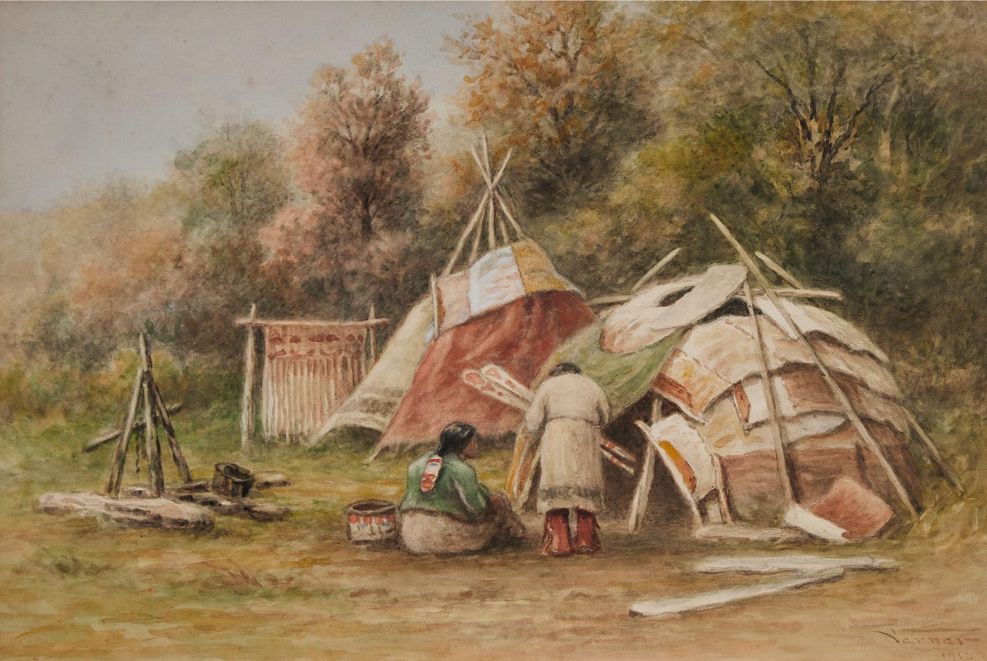 Frederick Arthur Verner (1836-1928) - Encampment, Ojibbawa Wigwams, 1911