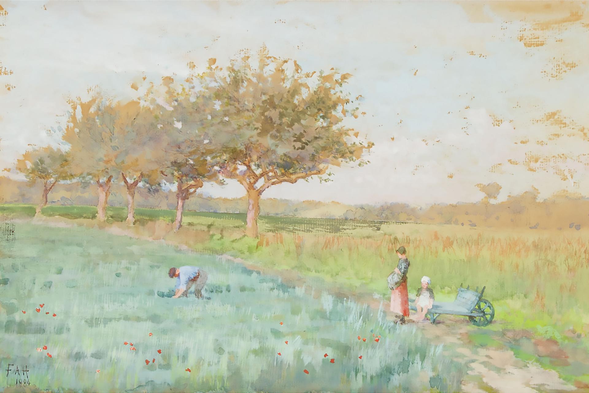 Frances Anne Beechey Hopkins (1838-1919) - Spring In Normandy, Weeding Thistles From The Young Wheat, 1904