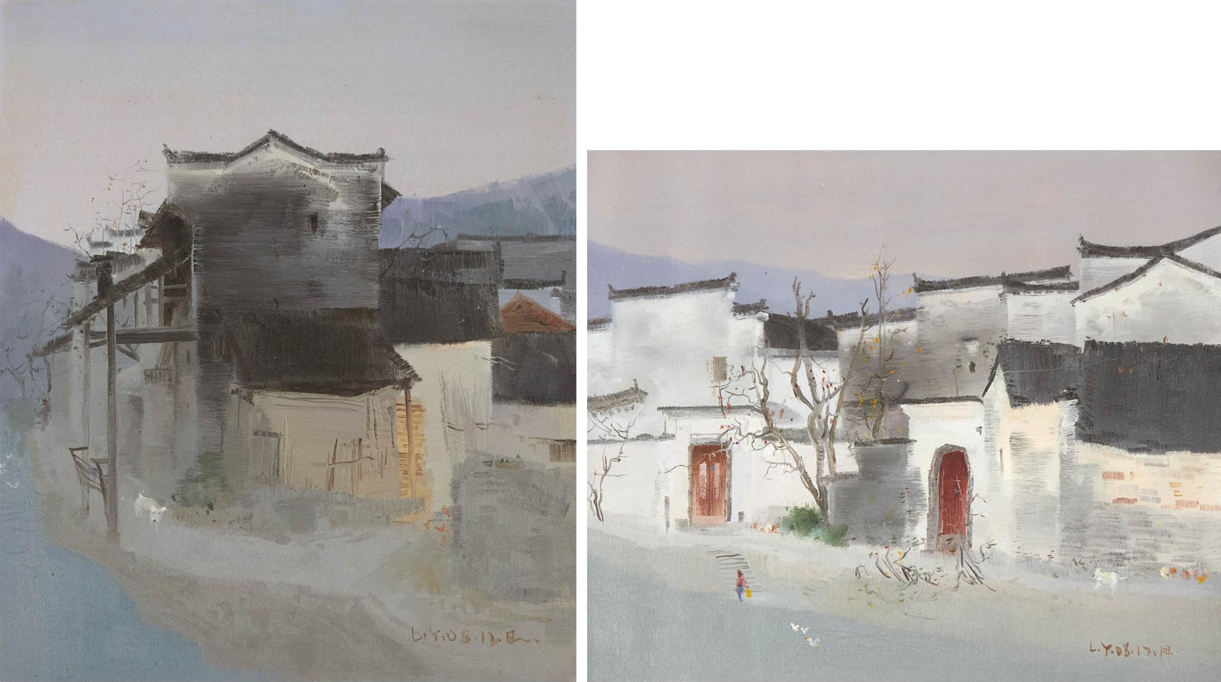 Yong Li - Untitled (House By A River); Untitled (Houses By A River)