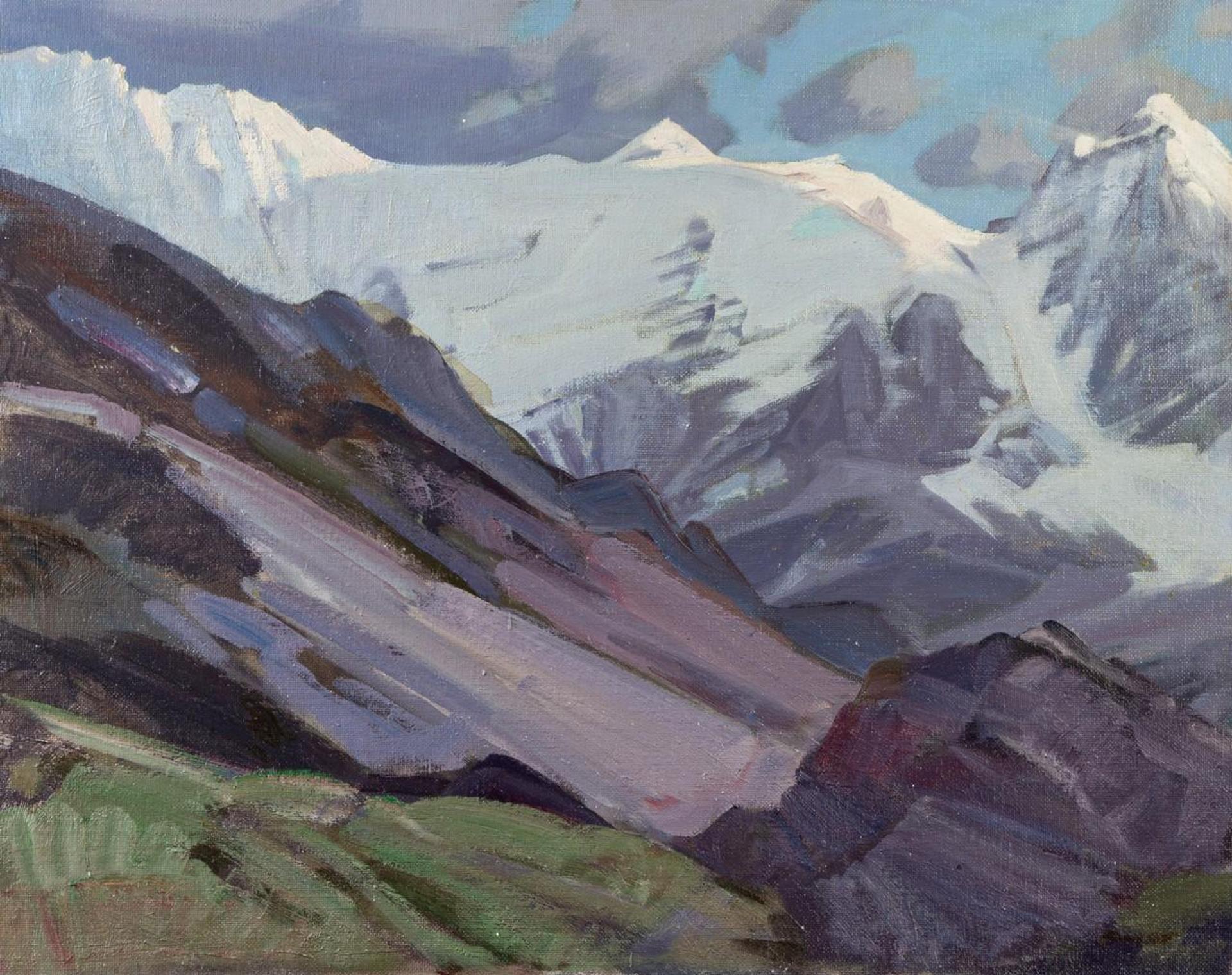 Peter Maxwell Ewart (1918-2001) - Mountains Lefroy & Ringrose - From Wiwaxy Gap trail