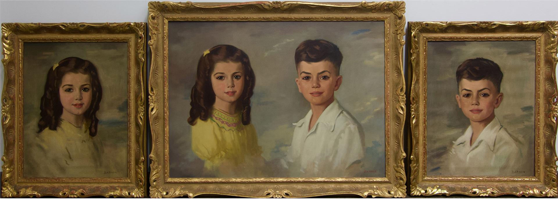 Archibald George Barnes (1887-1972) - Portrait Set Of Siblings