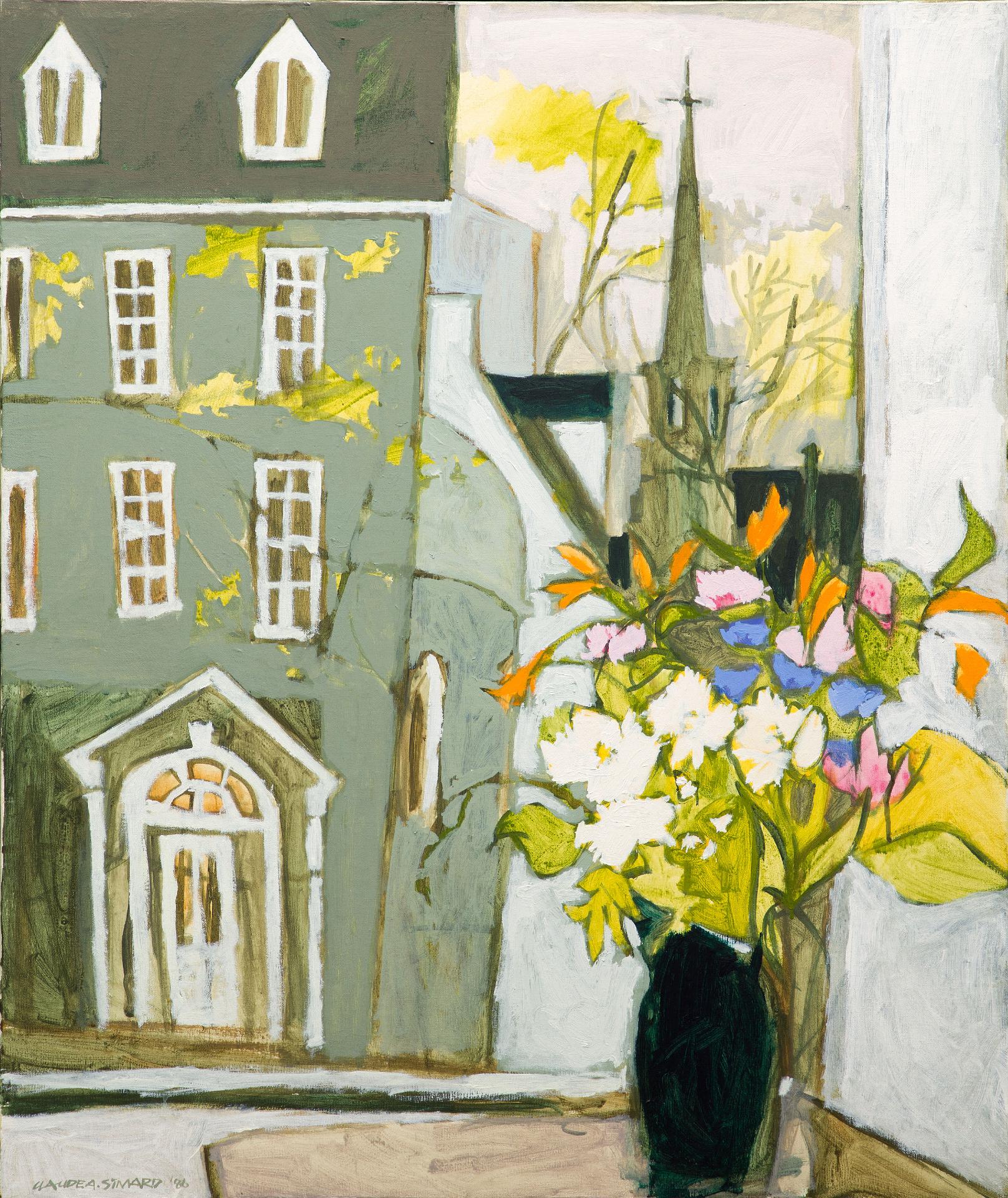 Claude Alphonse Simard (1956-2014) - Le quartier latin vu de l'intérieur d'une maison à travers une fenêtre, 1986