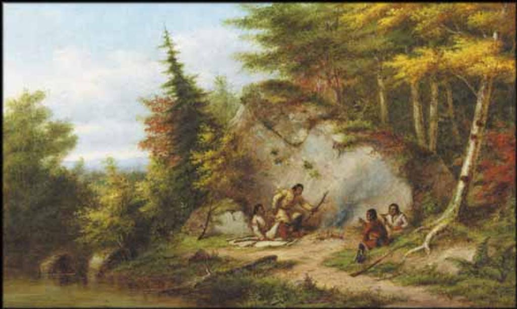 Cornelius David Krieghoff (1815-1872) - Huron Hunters at Big Rock