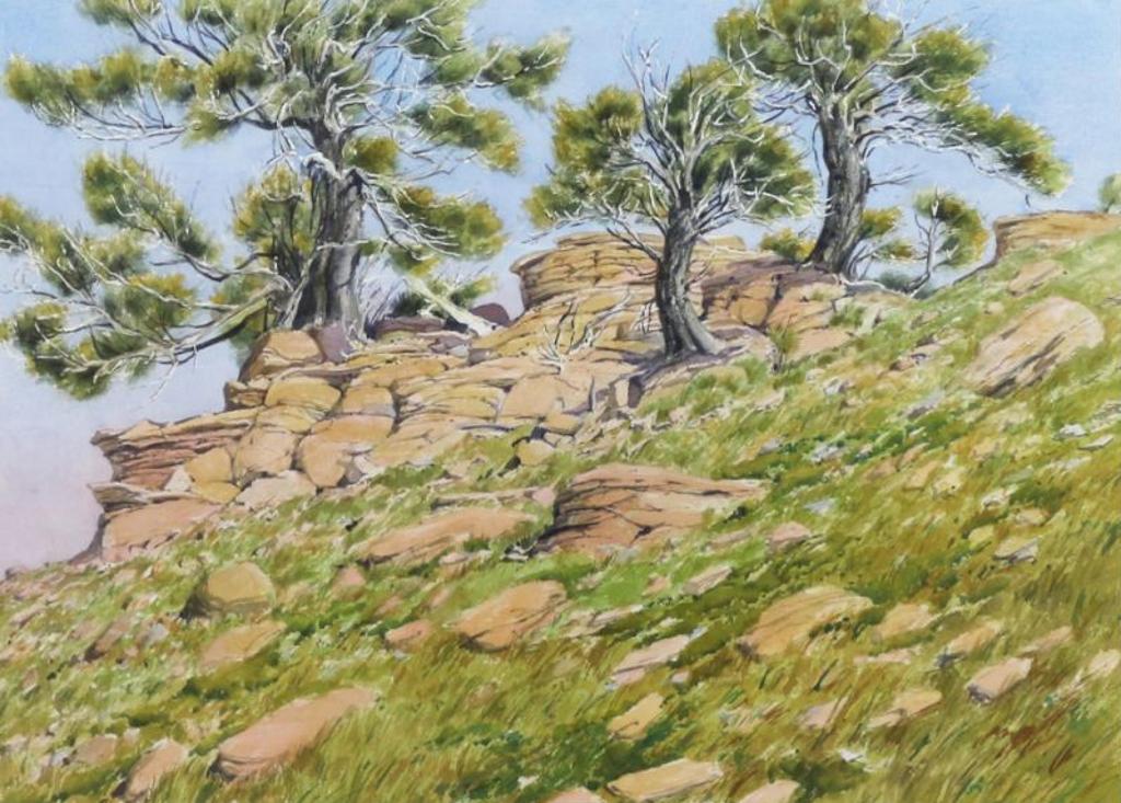 James Stanford (Stan) Perrott (1917-2001) - Limber Pines On A Rocky Outcrop