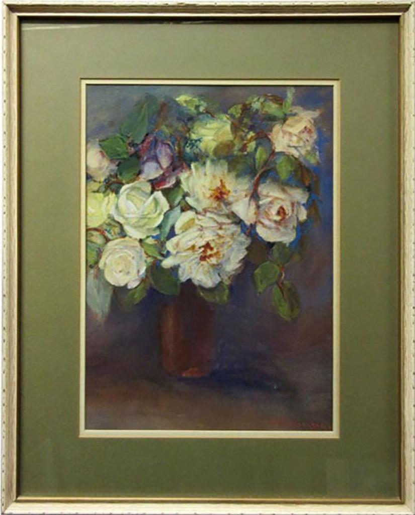 Mary Ella Williams Dignam (1860-1938) - Flowers In A Brown Vase