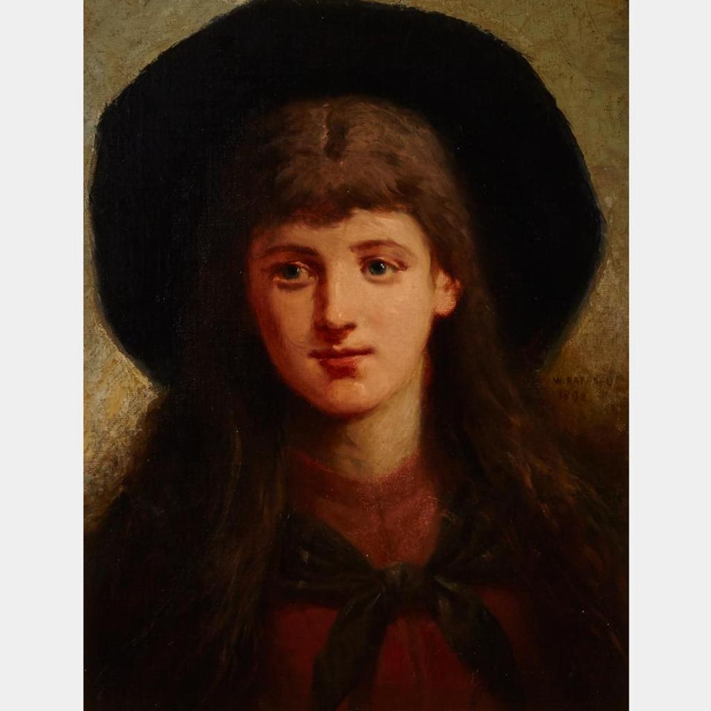 William Raphael (1833-1914) - Young Girl With A Wide-Brimmed Hat