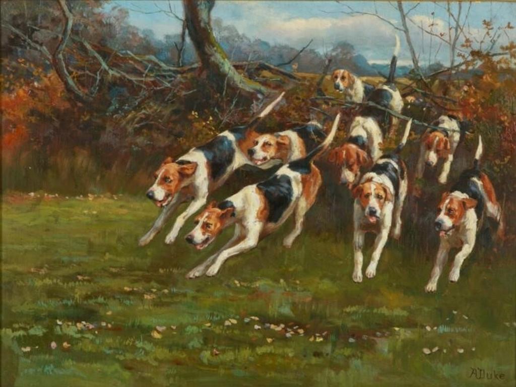 Alfred Duke (1905-1905) - Hounds Giving Chase