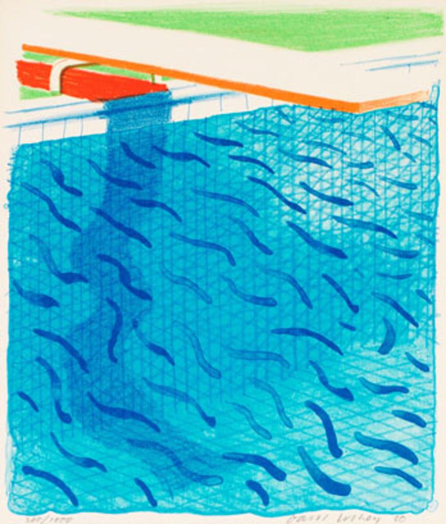 David Hockney (1937) - Pool Made with Paper and Blue Ink for Book