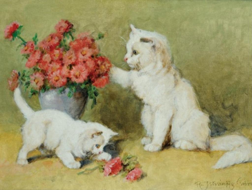 R. Istvanffy Gabriella (1877-1964) - Playful Kittens