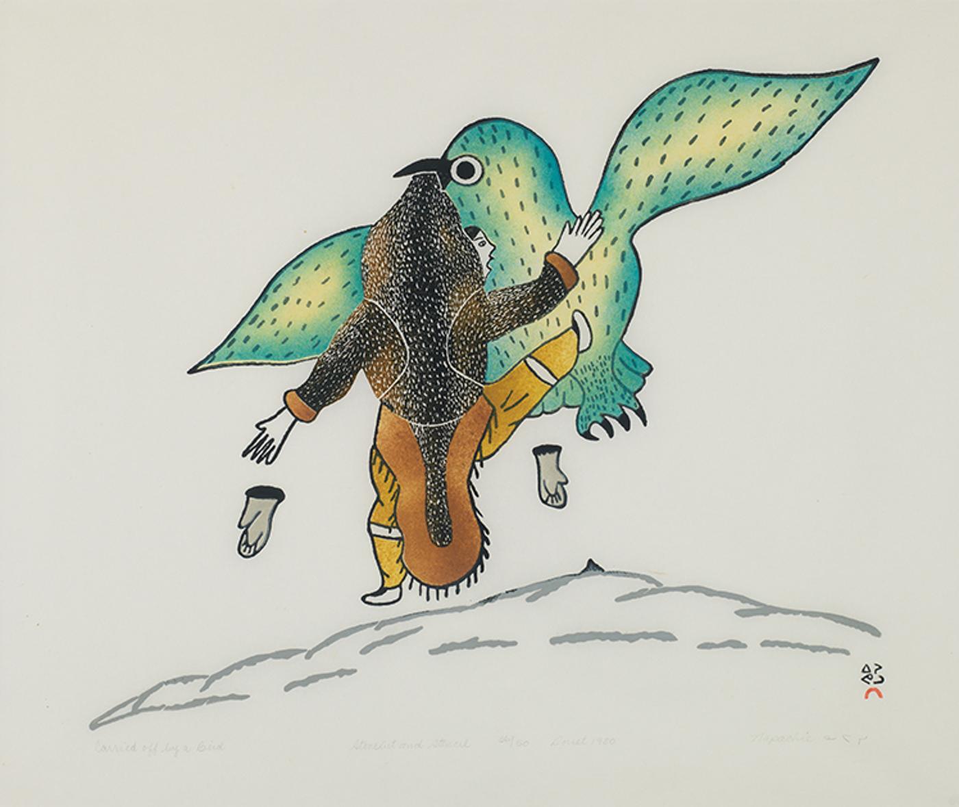 Napatchie Pootoogook (1938-2002) - Carried Off by a Bird