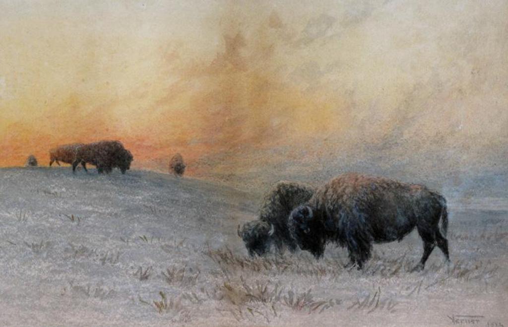 Frederick Arthur Verner (1836-1928) - Bison Grazing On The Prairie; 1884