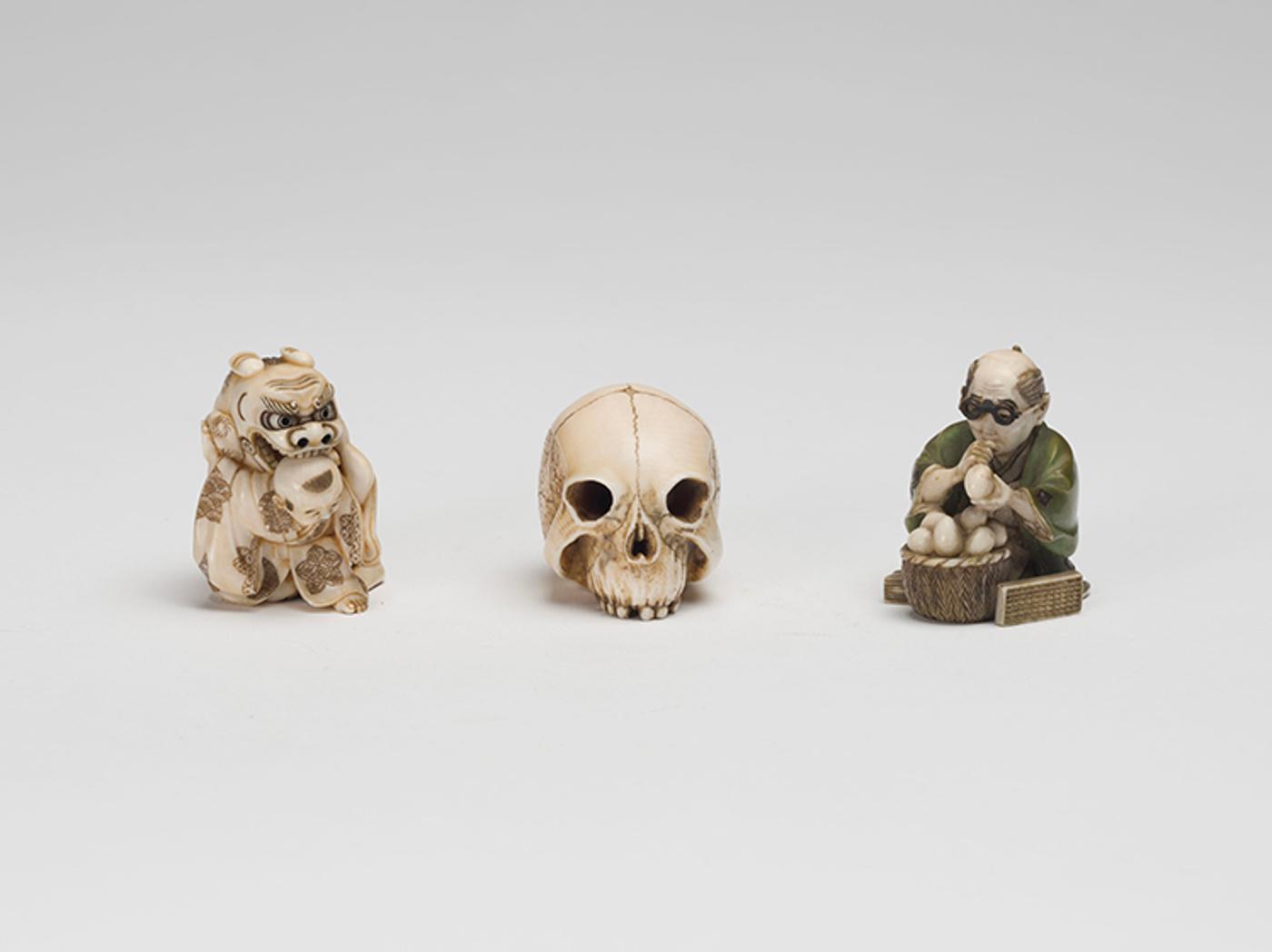 Japanese Art - Three Japanese Ivory Carved Netsuke, First Half 20th Century