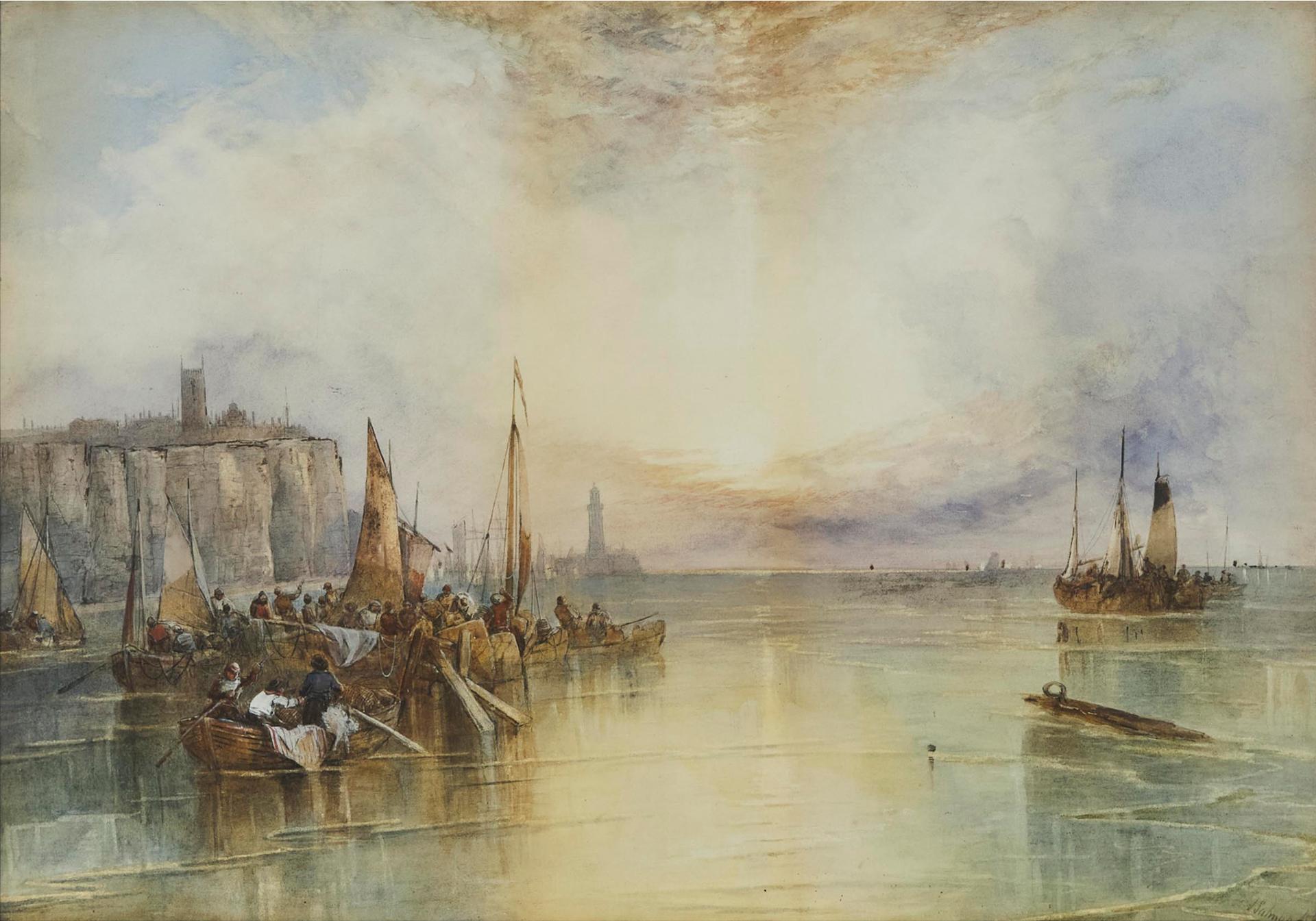John Cuthbert Salmon (1844-1917) - Boats In A Harbour, 1881