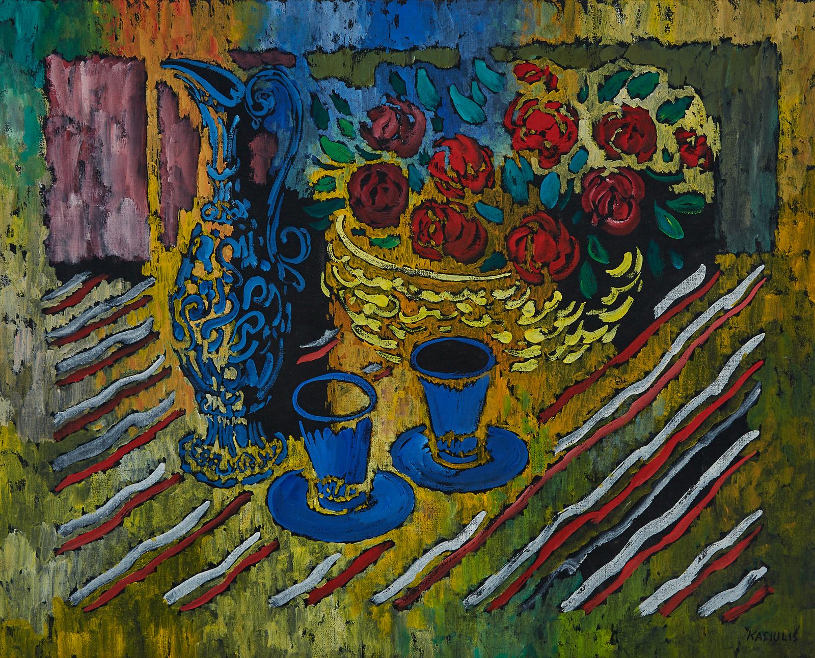 Vytautas Kasiulis (1918-1995) - Table Setting With Bowl Of Roses