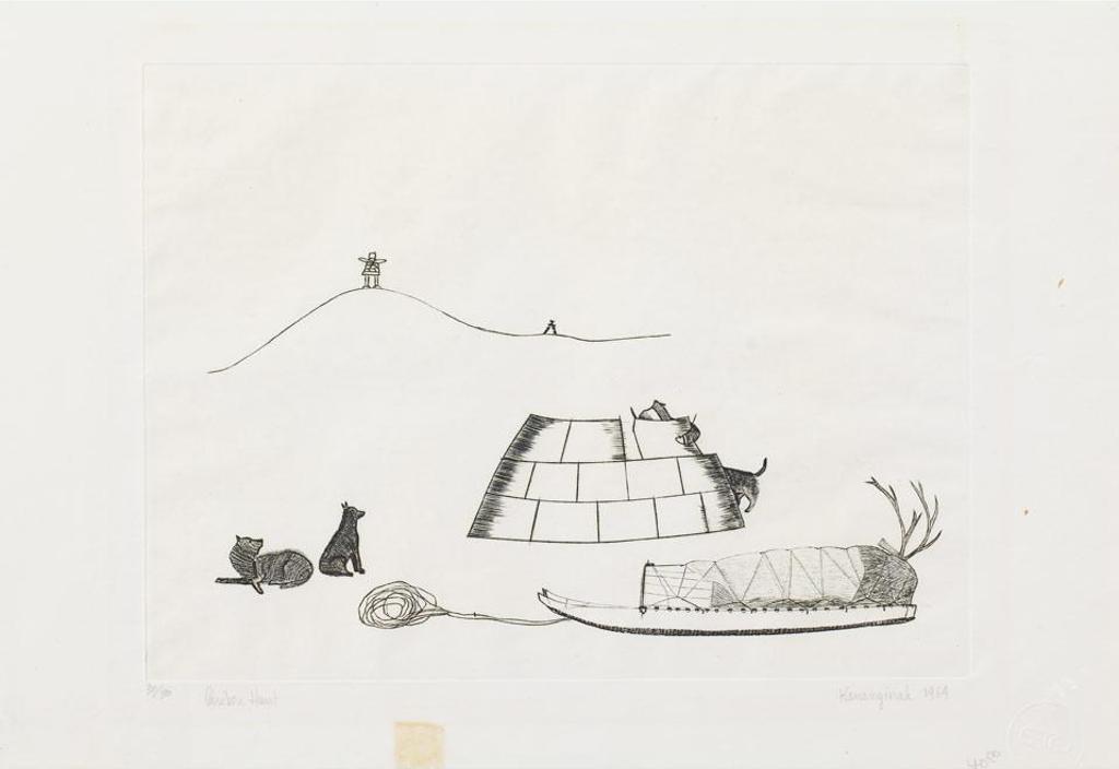 Kananginak Pootoogook (1935-2010) - Caribou Hunt; The Intruders