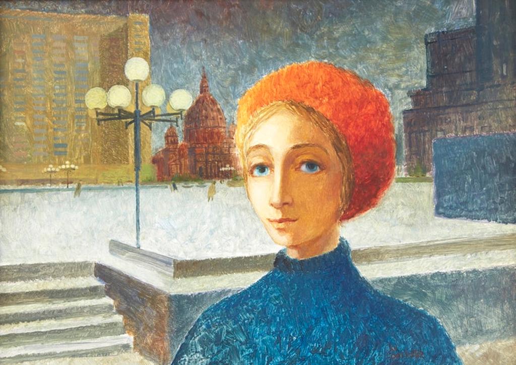 Jan Funnekotter (1929) - Untitled (Woman in Red Hat)