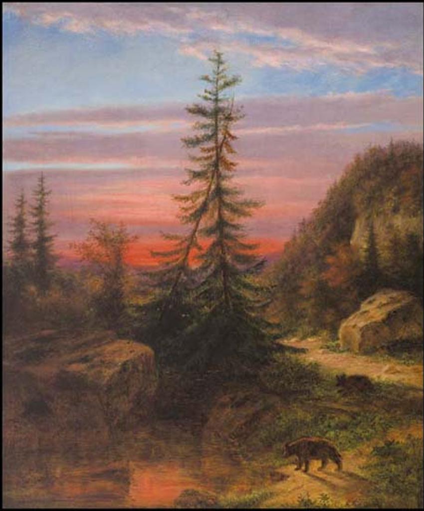 Cornelius David Krieghoff (1815-1872) - Bears Foraging at Sunset
