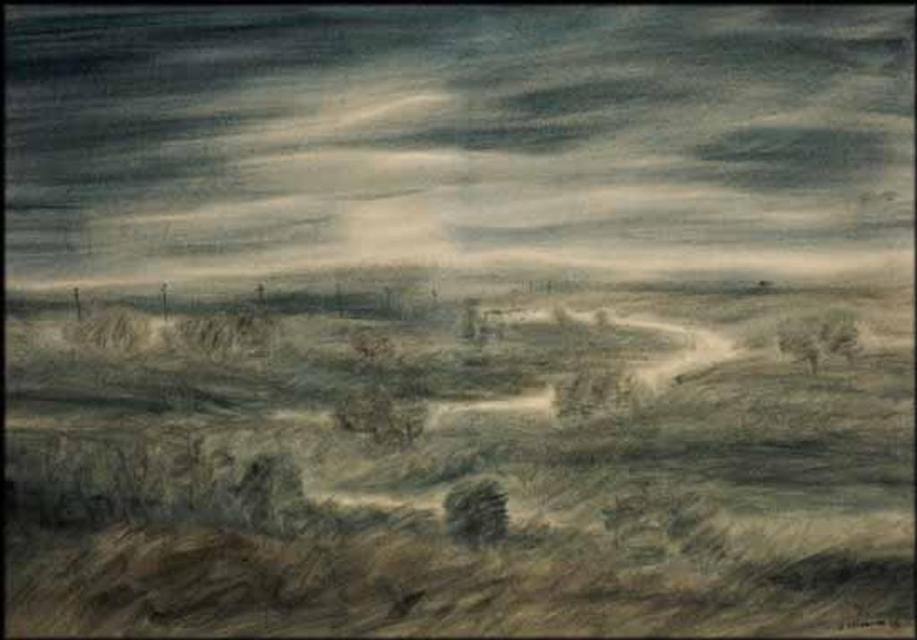 Kazuo Nakamura (1926-2002) - View Across a Field / Landscape (verso)