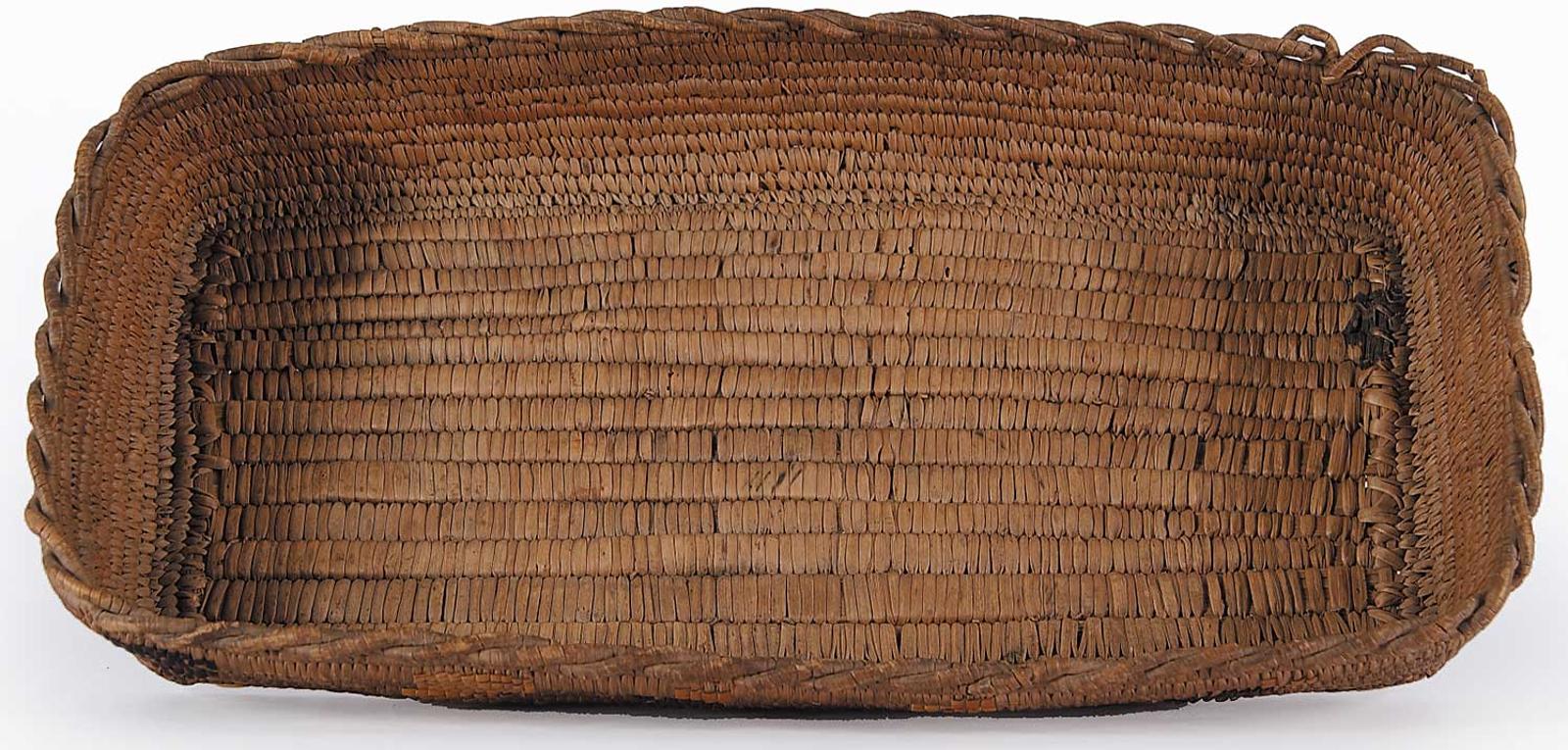 First Nations Basket School - Rectangular Three Tone Basket with Rope Design Edge